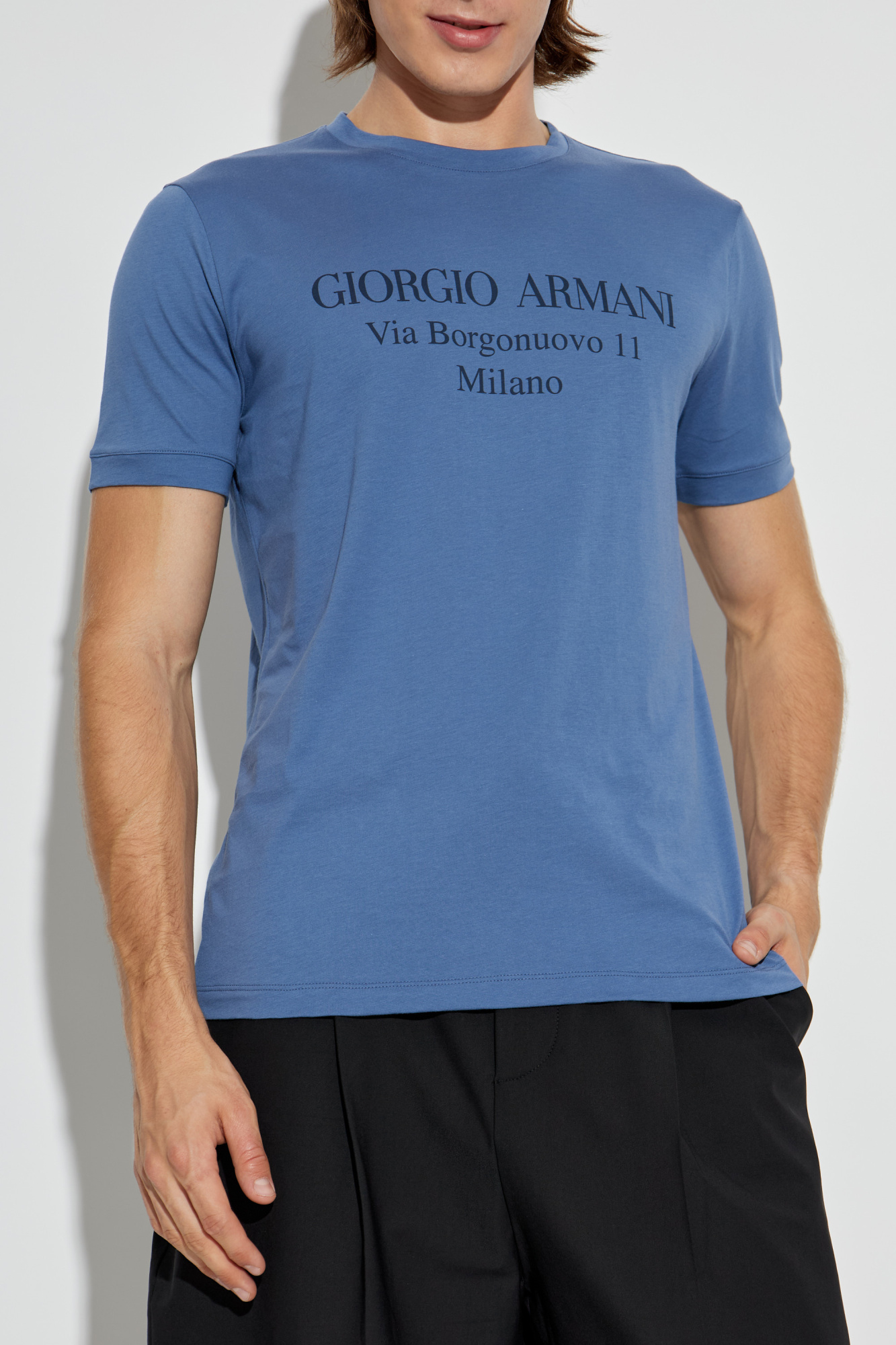 Blue T-shirt with logo Giorgio Armani - Vitkac AS
